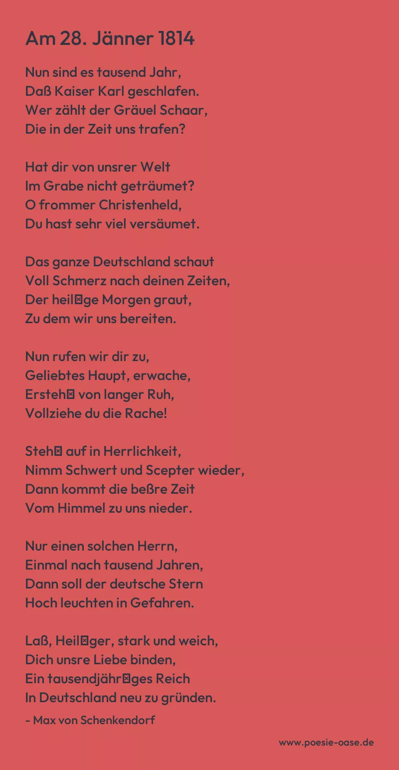 Gedicht: Am 28. Jänner 1814 von Max von Schenkendorf