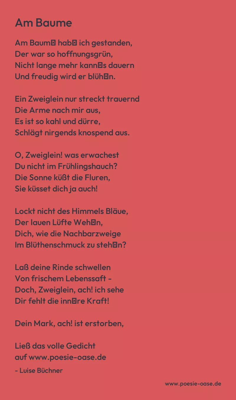 Gedicht: Am Baume von Luise Büchner