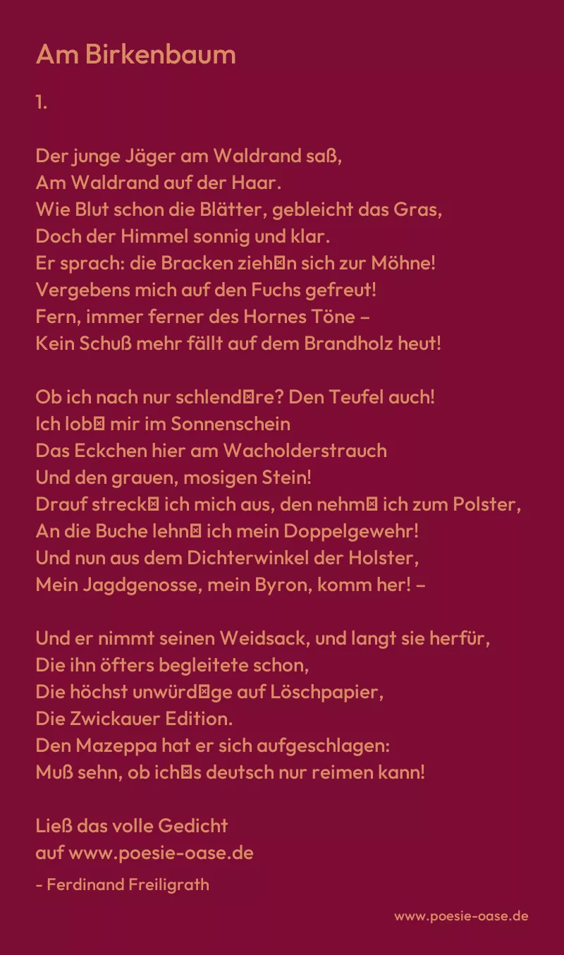 Gedicht: Am Birkenbaum von Ferdinand Freiligrath