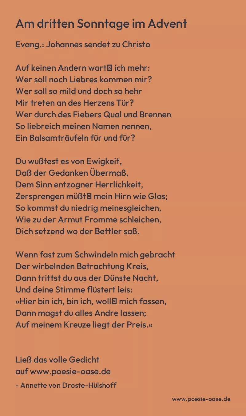 Gedicht: Am dritten Sonntage im Advent von Annette von Droste-Hülshoff
