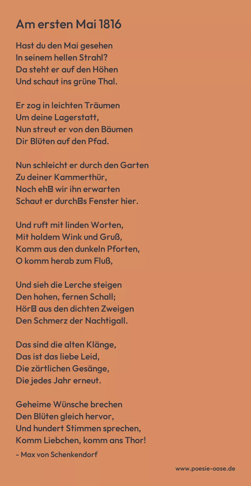 Gedicht: Am ersten Mai 1816 von Max von Schenkendorf