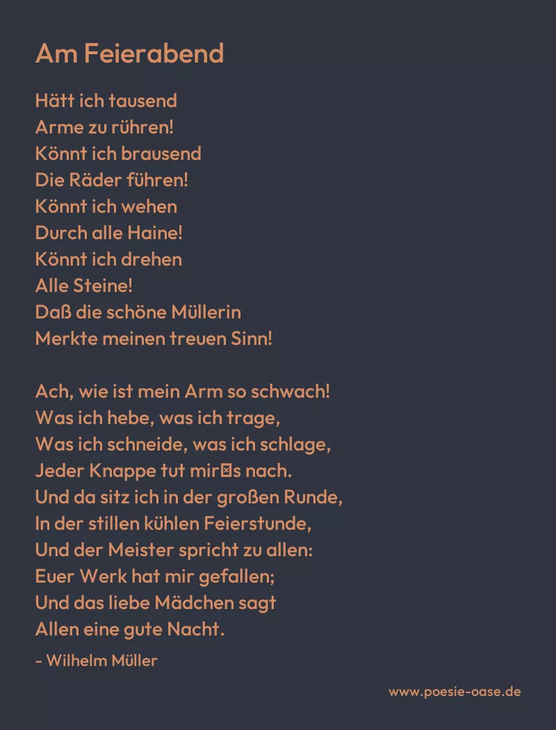 Gedicht: Am Feierabend von Wilhelm Müller