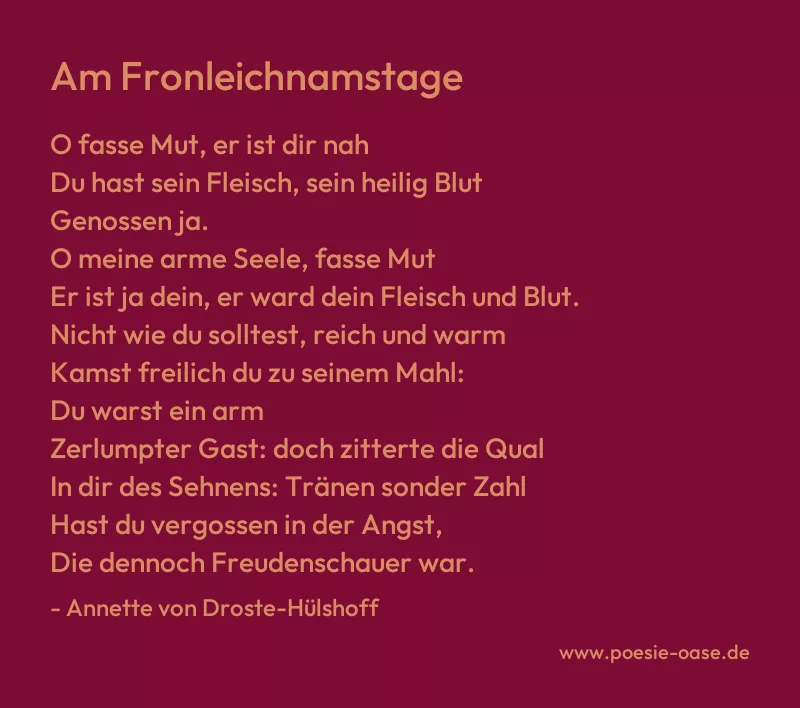Gedicht: Am Fronleichnamstage von Annette von Droste-Hülshoff