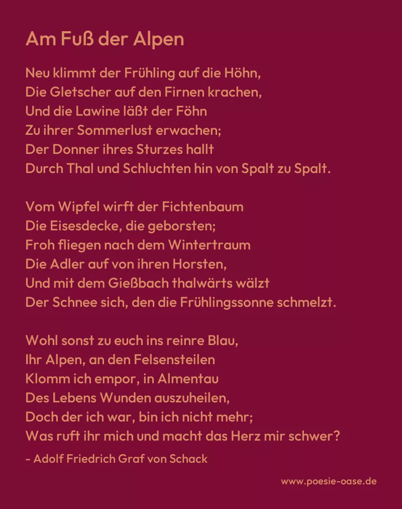 Gedicht: Am Fuß der Alpen von Adolf Friedrich Graf von Schack