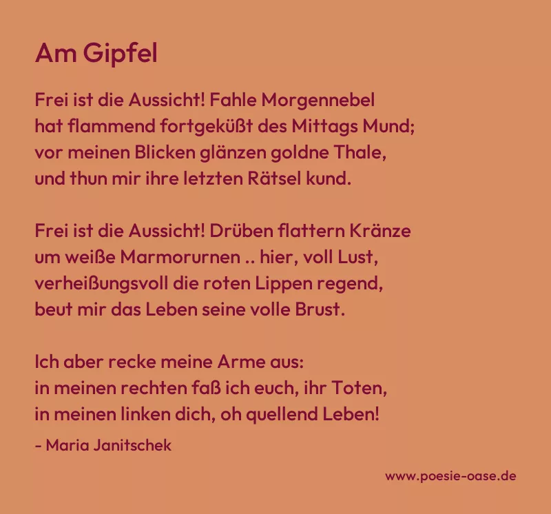 Gedicht: Am Gipfel von Maria Janitschek