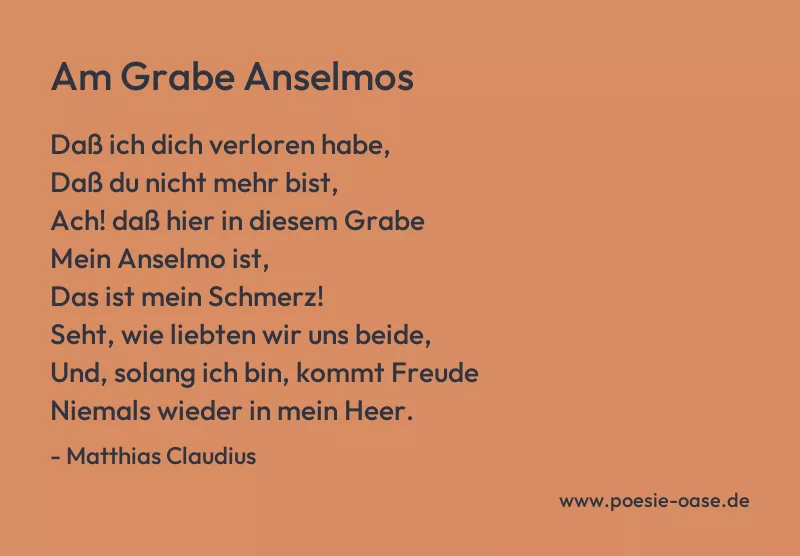 Gedicht: Am Grabe Anselmos von Matthias Claudius