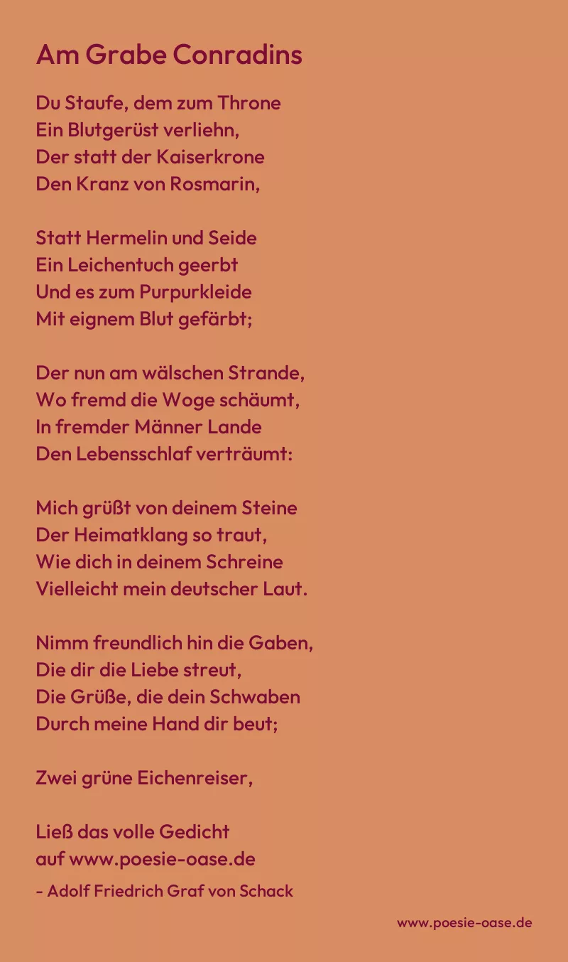 Gedicht: Am Grabe Conradins von Adolf Friedrich Graf von Schack