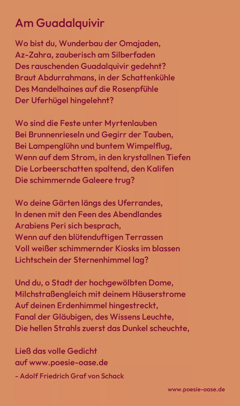 Gedicht: Am Guadalquivir von Adolf Friedrich Graf von Schack