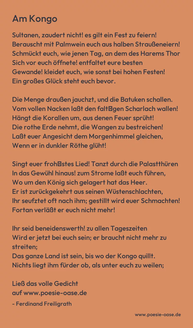Gedicht: Am Kongo von Ferdinand Freiligrath