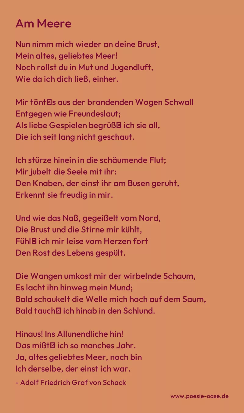 Gedicht: Am Meere von Adolf Friedrich Graf von Schack