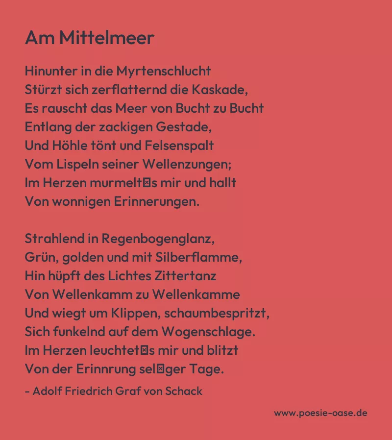 Gedicht: Am Mittelmeer von Adolf Friedrich Graf von Schack