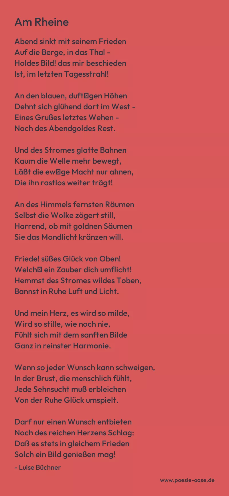 Gedicht: Am Rheine von Luise Büchner