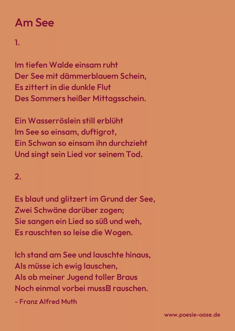 Gedicht: Am See von Franz Alfred Muth