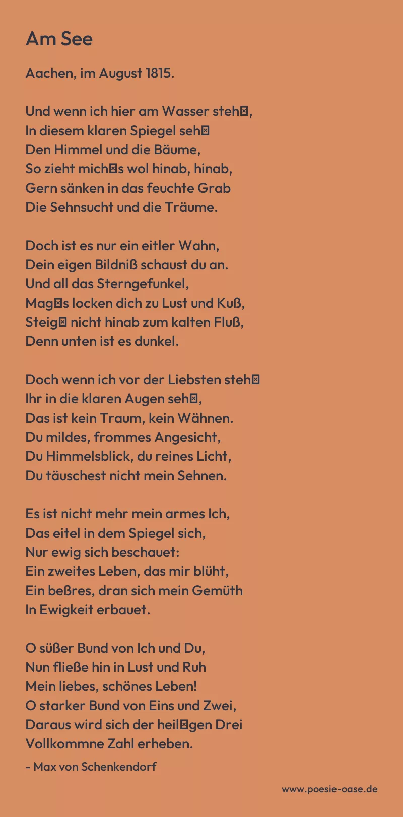 Gedicht: Am See von Max von Schenkendorf
