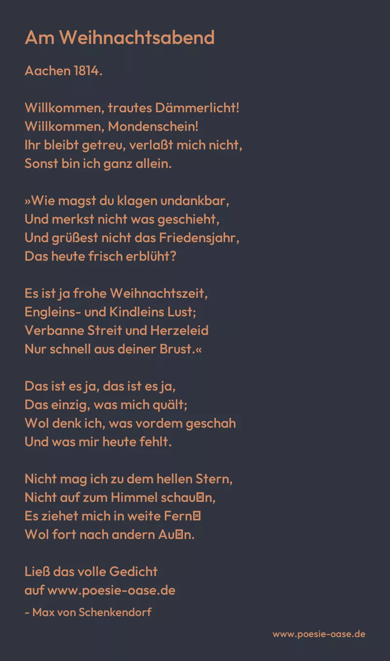 Gedicht: Am Weihnachtsabend von Max von Schenkendorf