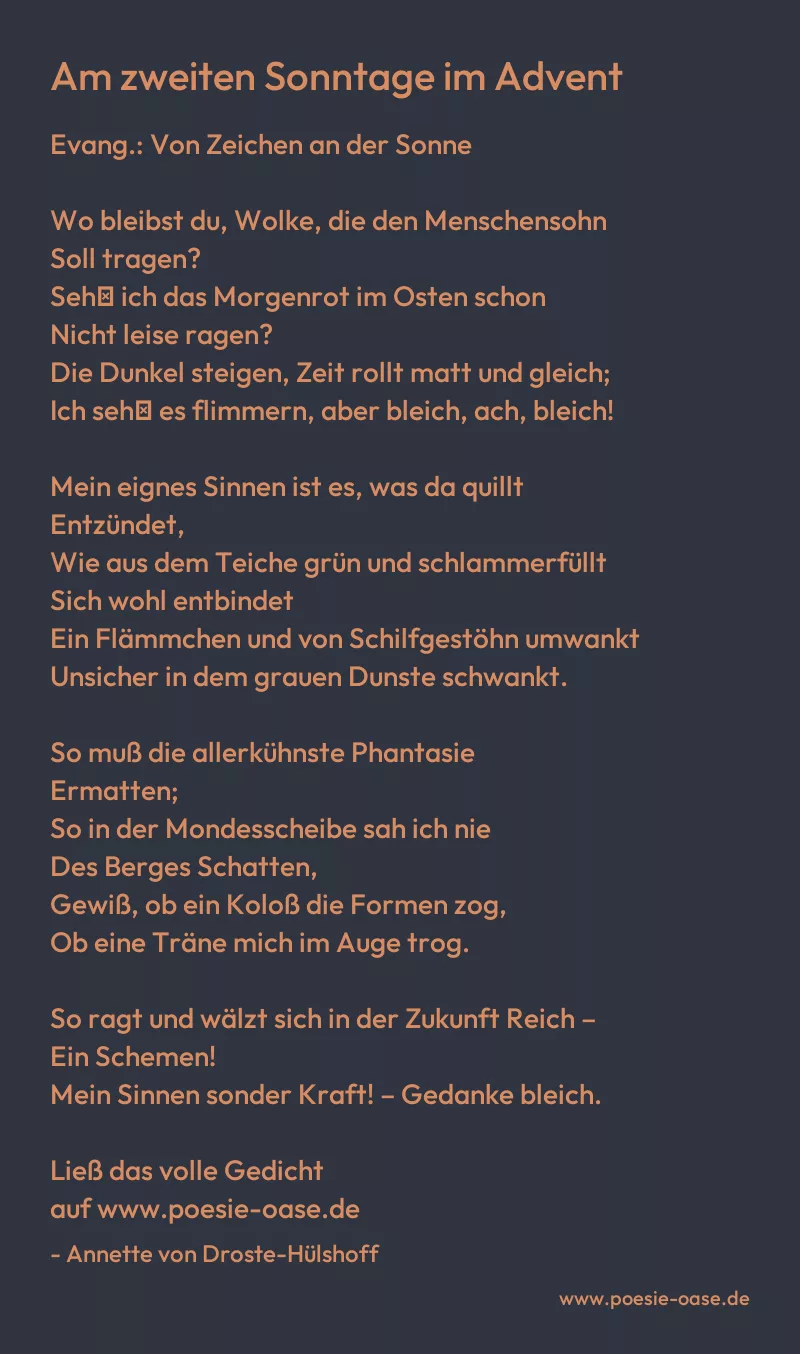 Gedicht: Am zweiten Sonntage im Advent von Annette von Droste-Hülshoff