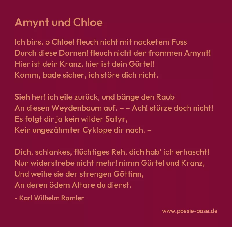 Gedicht: Amynt und Chloe von Karl Wilhelm Ramler