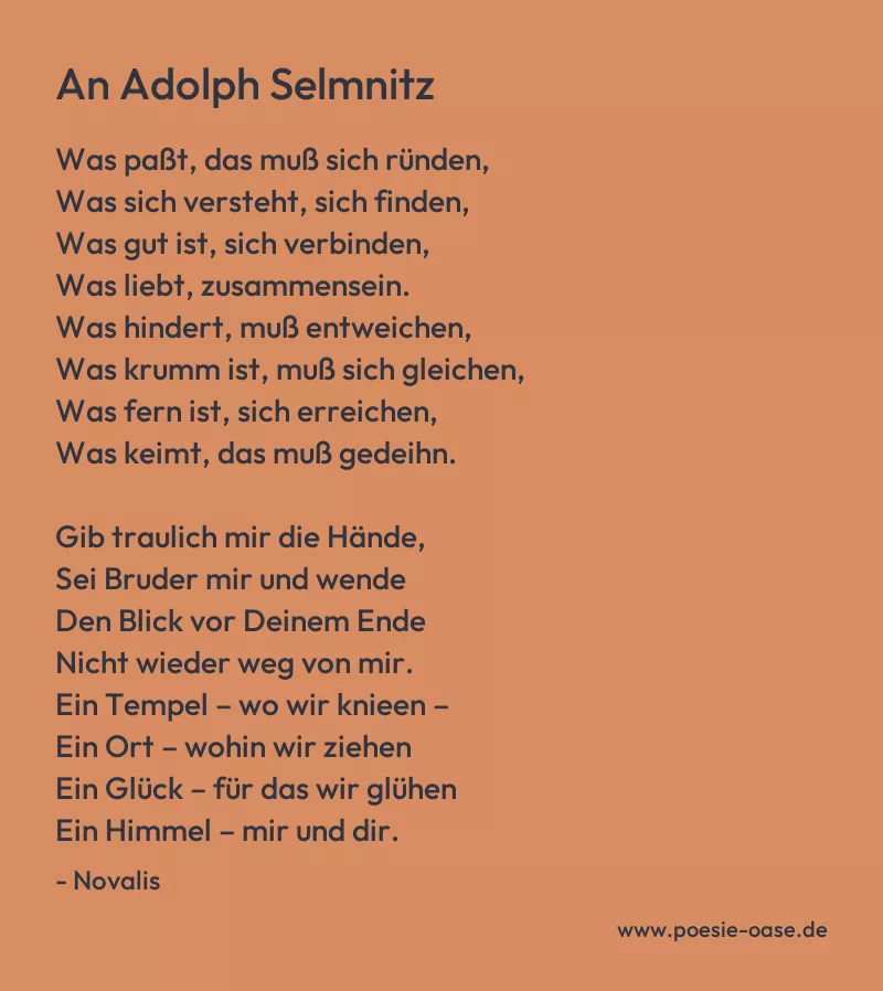 Gedicht: An Adolph Selmnitz von Novalis