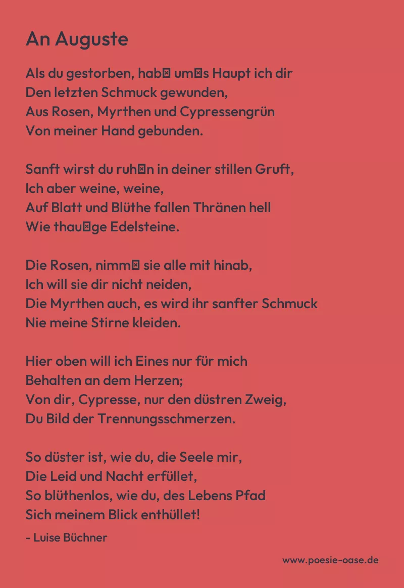 Gedicht: An Auguste von Luise Büchner
