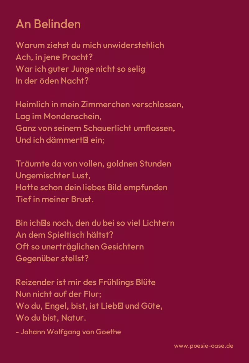 Gedicht: An Belinden von Johann Wolfgang von Goethe