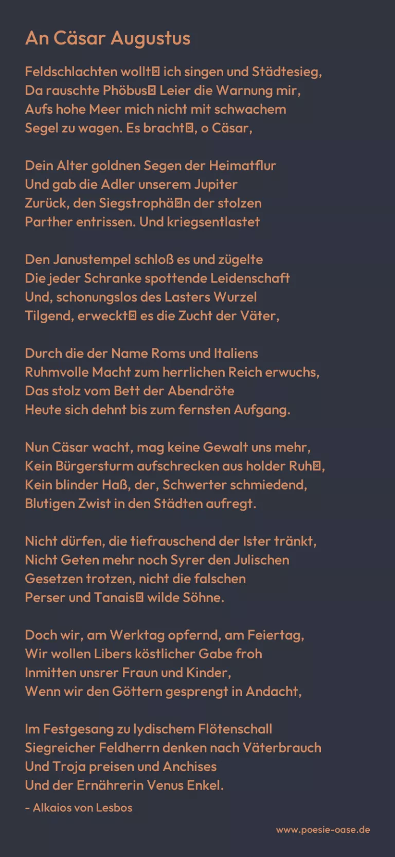 An Cäsar Augustus