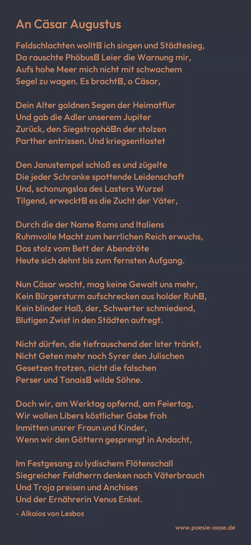 Gedicht: An Cäsar Augustus von Alkaios von Lesbos