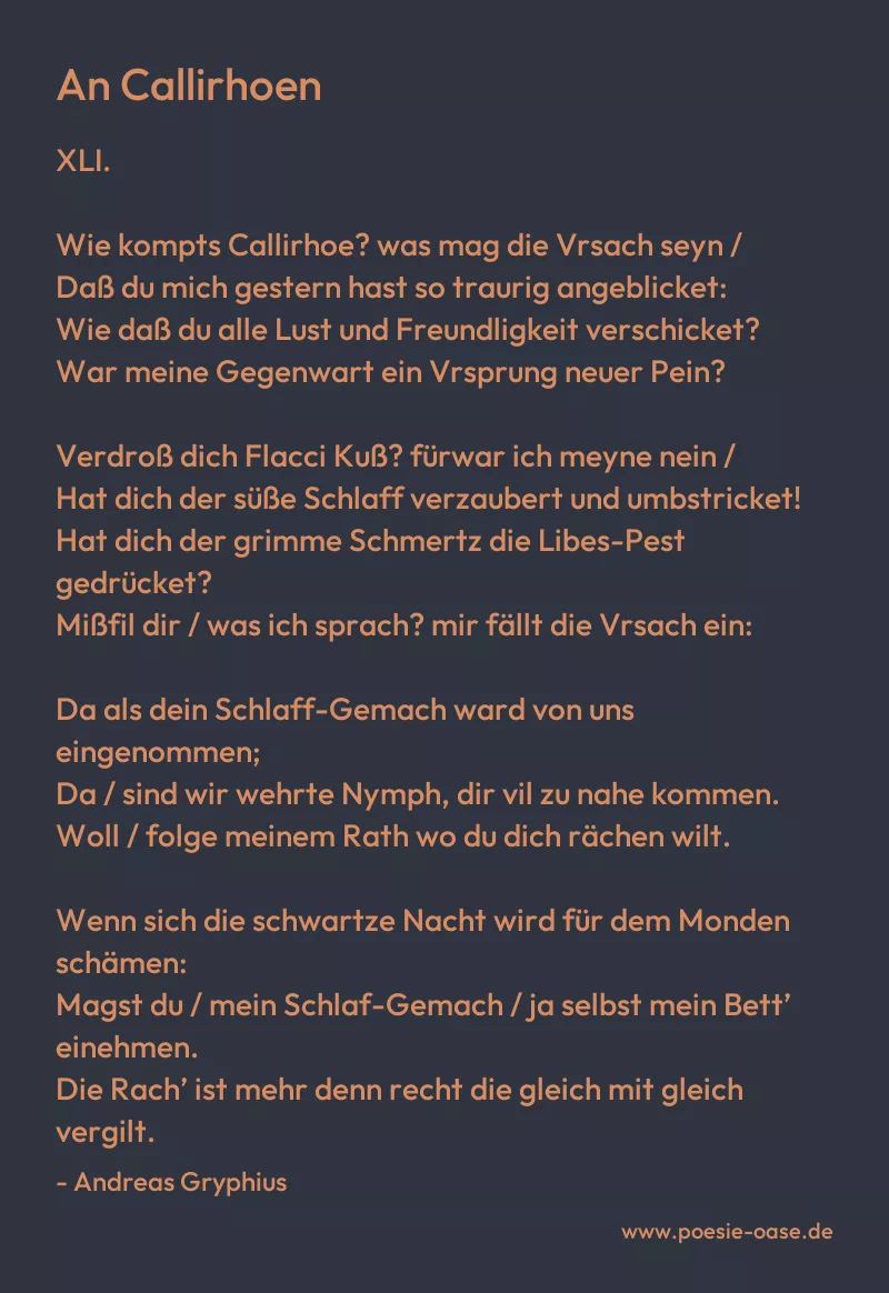 Gedicht: An Callirhoen von Andreas Gryphius