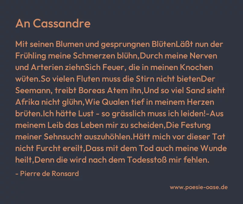 Gedicht: An Cassandre von Pierre de Ronsard