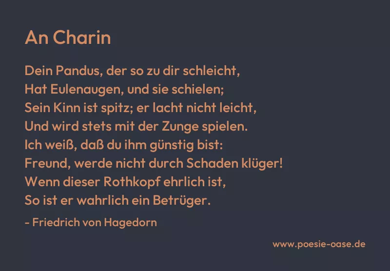 Gedicht: An Charin von Friedrich von Hagedorn