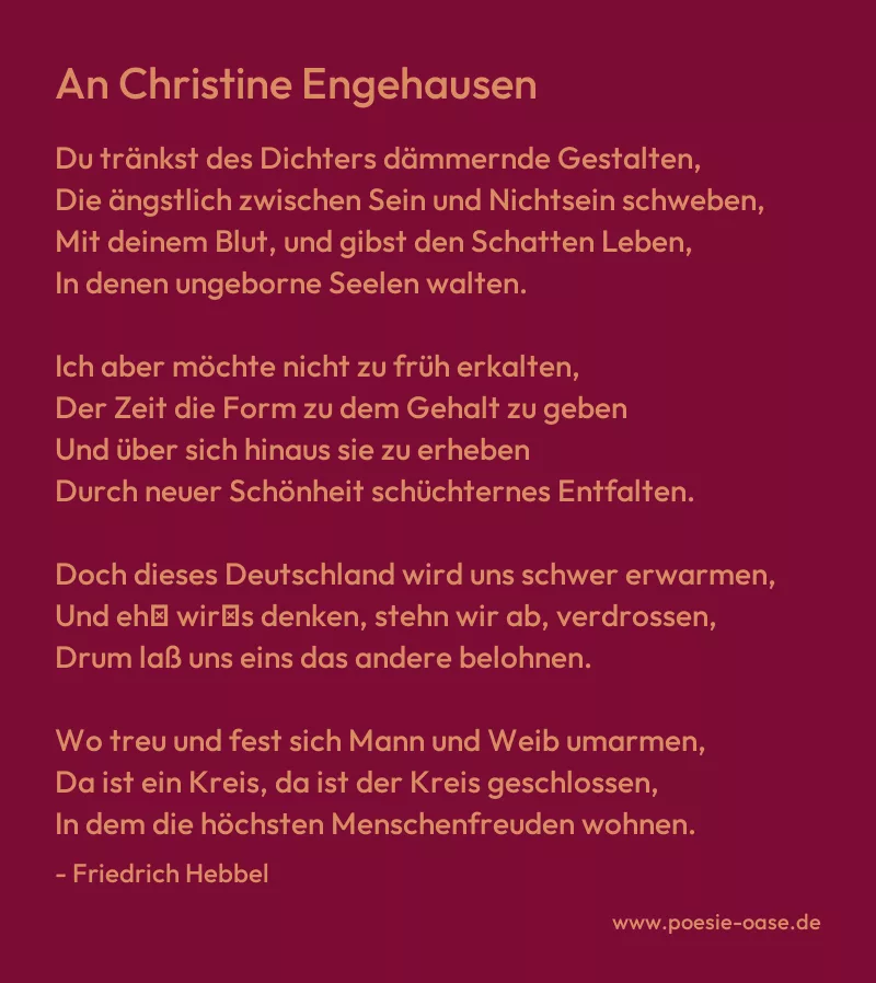 Gedicht: An Christine Engehausen von Friedrich Hebbel