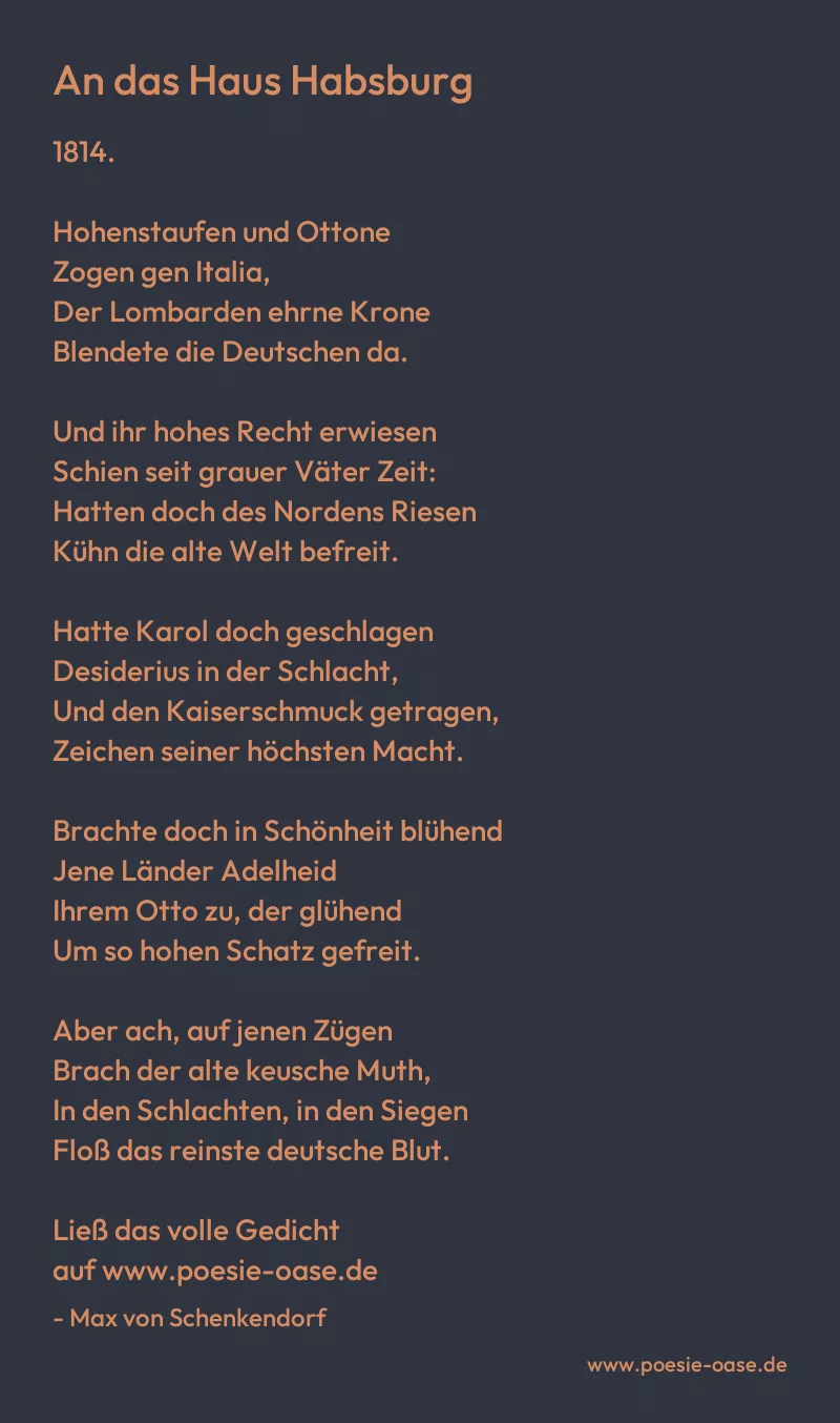 Gedicht: An das Haus Habsburg von Max von Schenkendorf