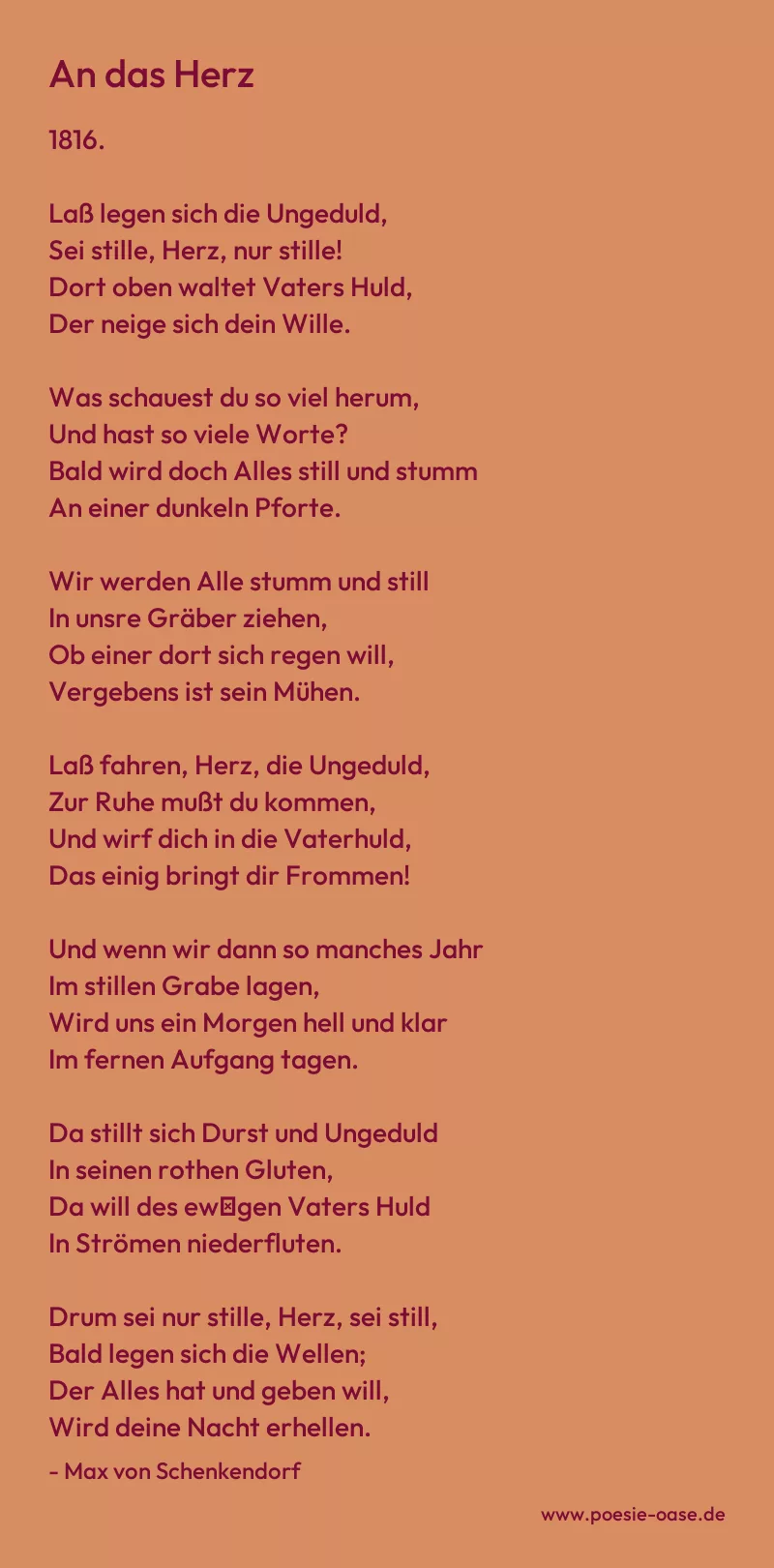 Gedicht: An das Herz von Max von Schenkendorf