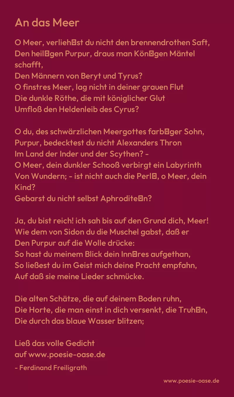 Gedicht: An das Meer von Ferdinand Freiligrath