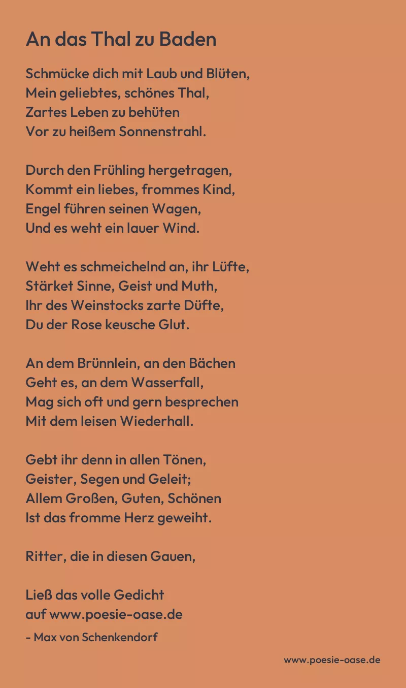 Gedicht: An das Thal zu Baden von Max von Schenkendorf