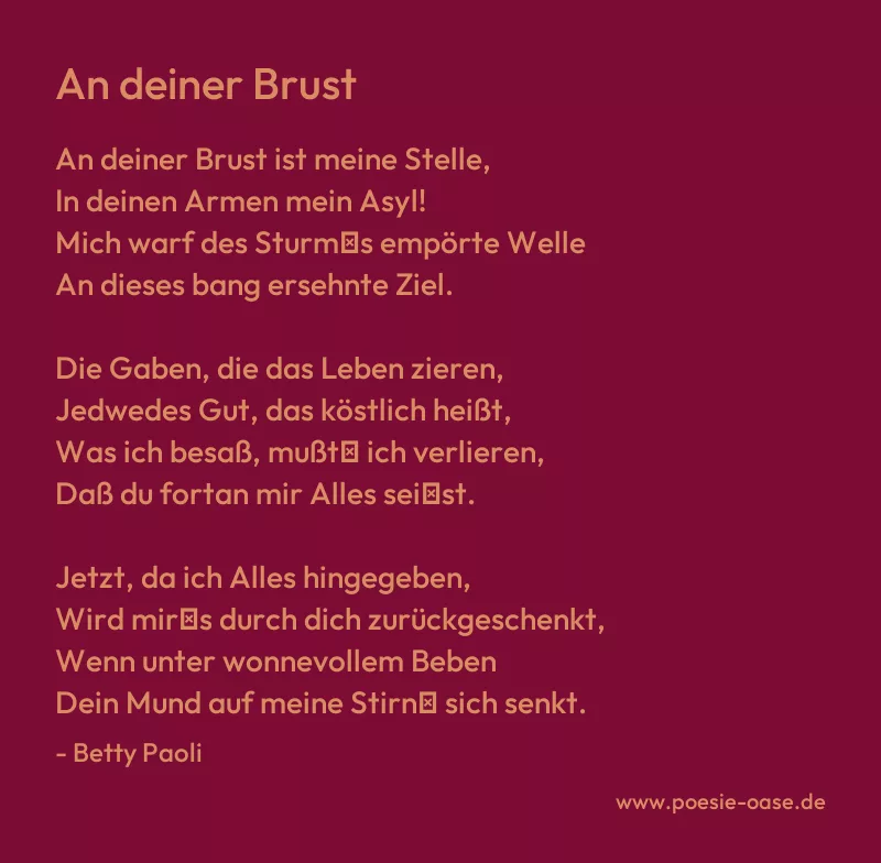 Gedicht: An deiner Brust von Betty Paoli