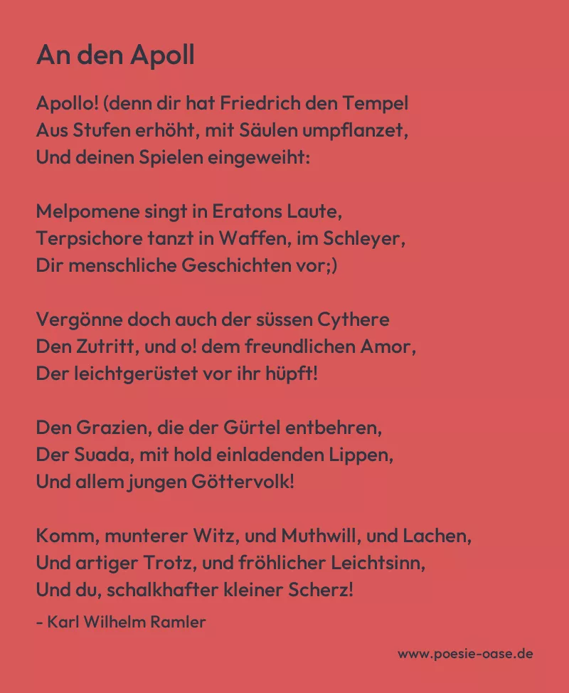 Gedicht: An den Apoll von Karl Wilhelm Ramler