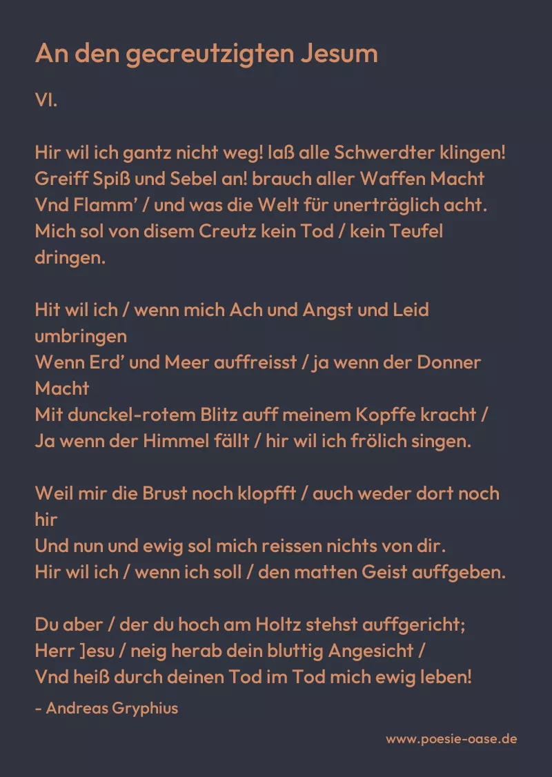 Gedicht: An den gecreutzigten Jesum von Andreas Gryphius