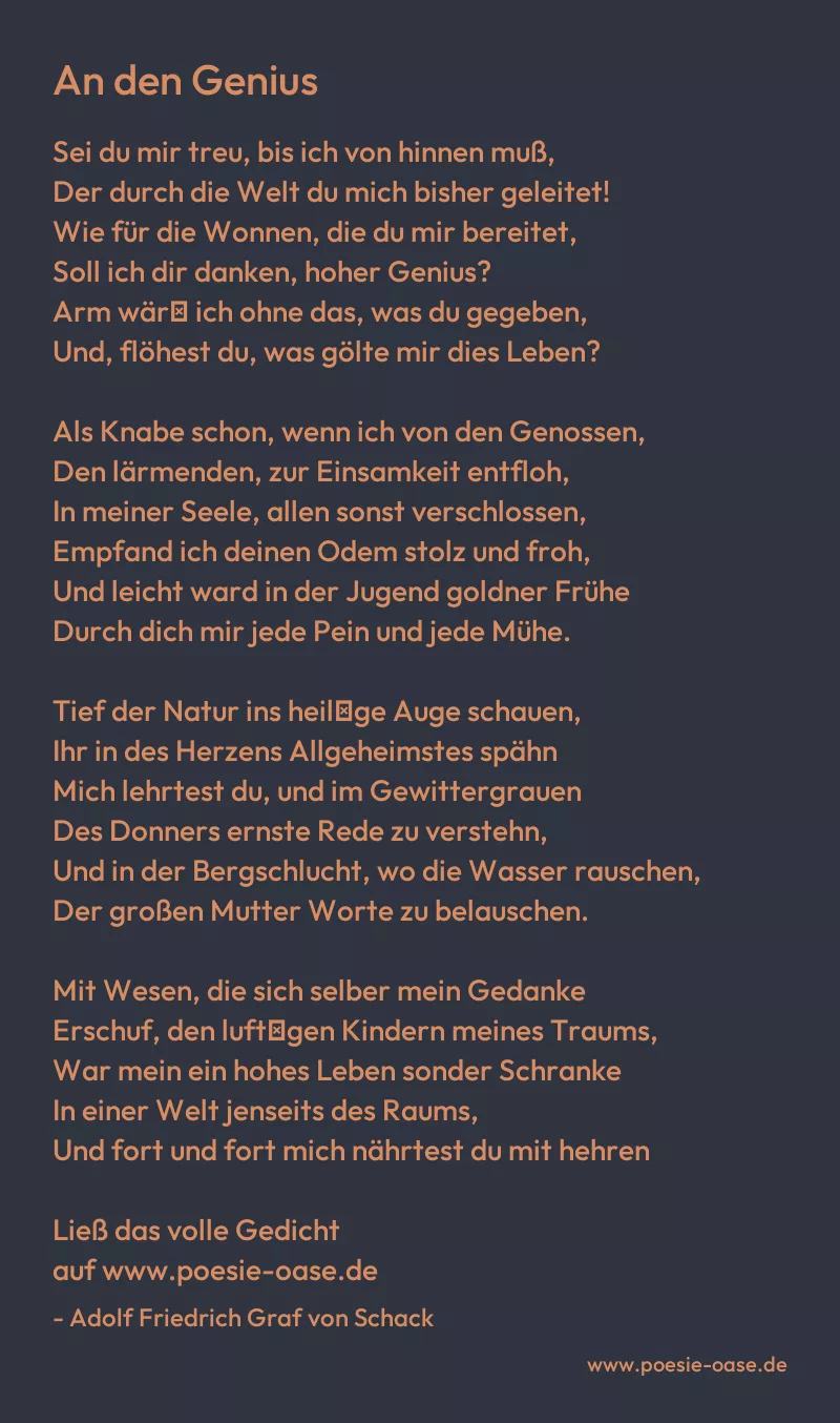 Gedicht: An den Genius von Adolf Friedrich Graf von Schack