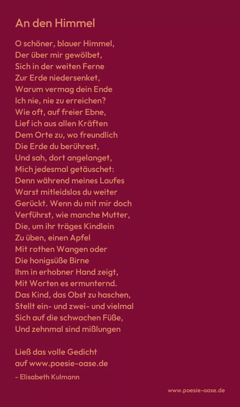 Gedicht: An den Himmel von Elisabeth Kulmann