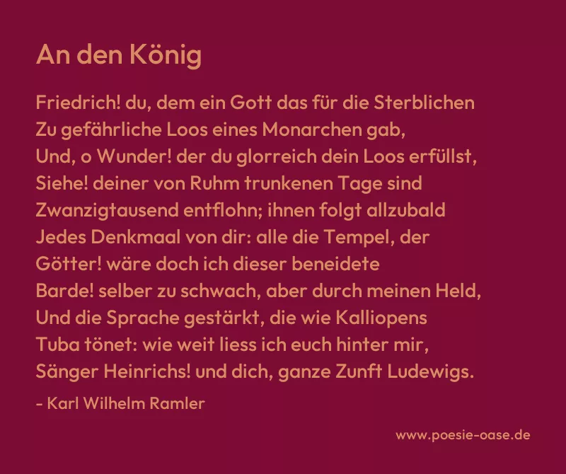 Gedicht: An den König von Karl Wilhelm Ramler