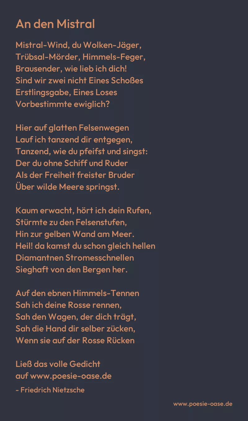 Gedicht: An den Mistral von Friedrich Nietzsche