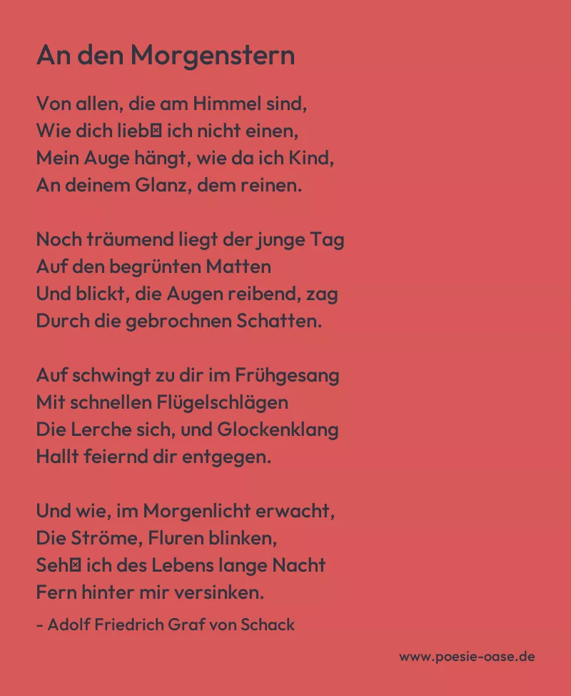 Gedicht: An den Morgenstern von Adolf Friedrich Graf von Schack