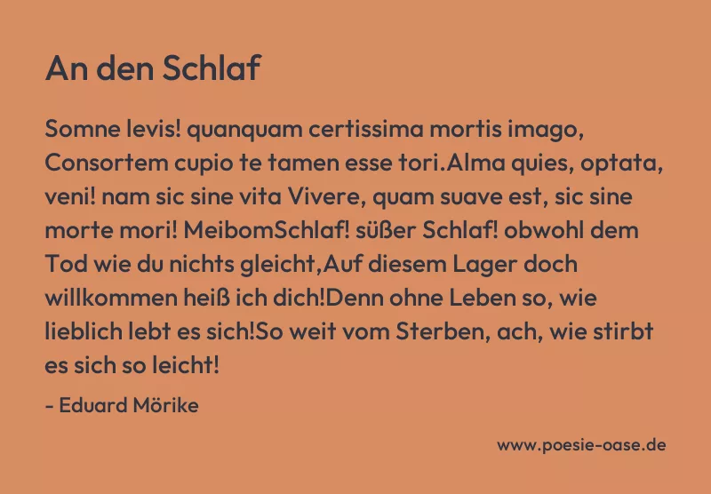 Gedicht: An den Schlaf von Eduard Mörike