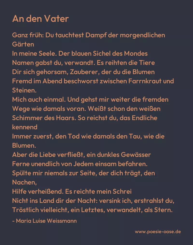 Gedicht: An den Vater von Maria Luise Weissmann