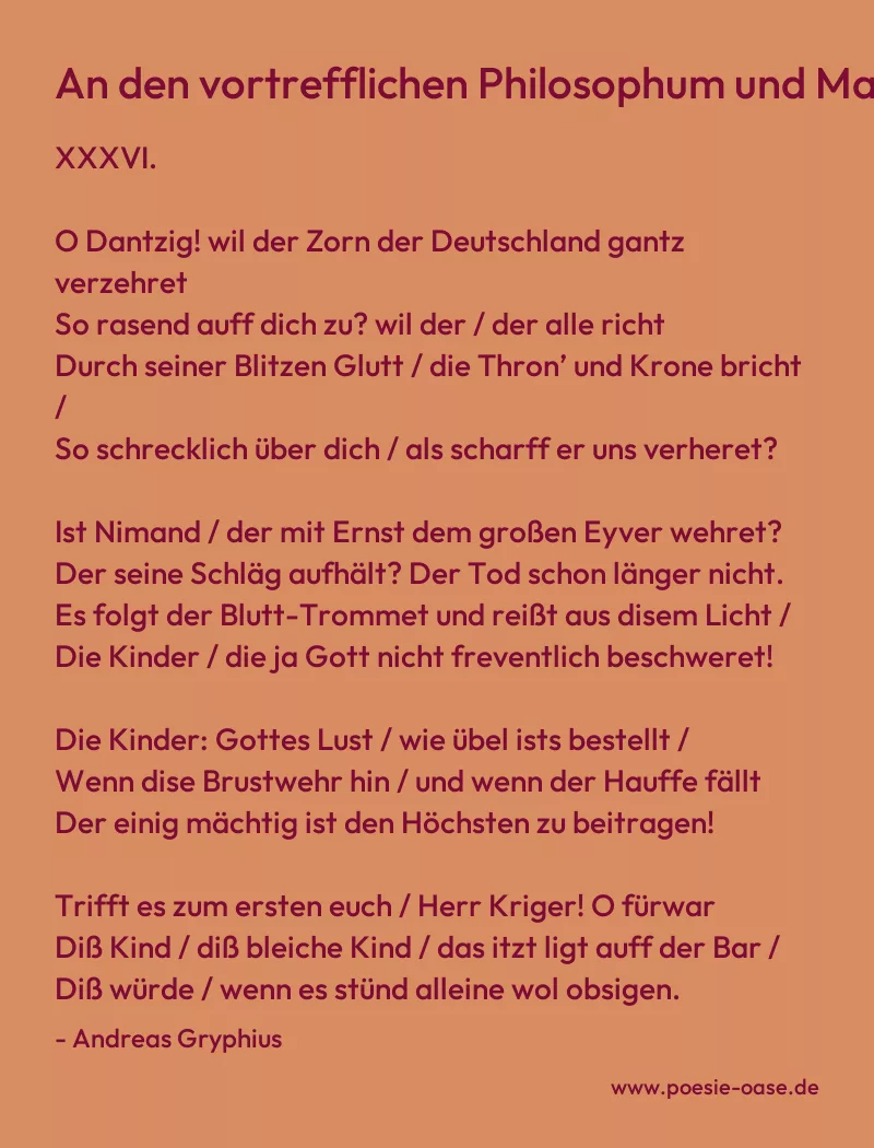 Gedicht: An den vortrefflichen Philosophum und Mathematicum von Andreas Gryphius