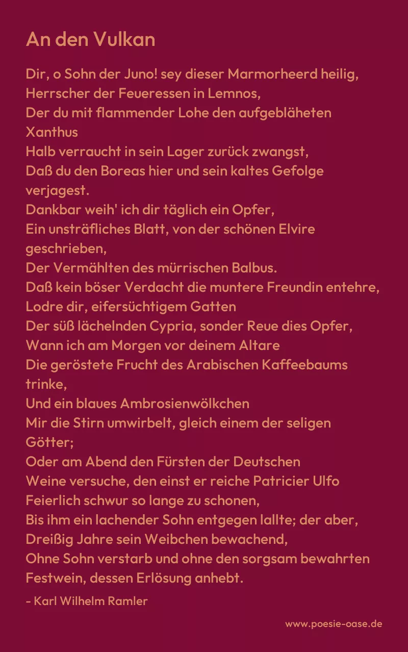 Gedicht: An den Vulkan von Karl Wilhelm Ramler