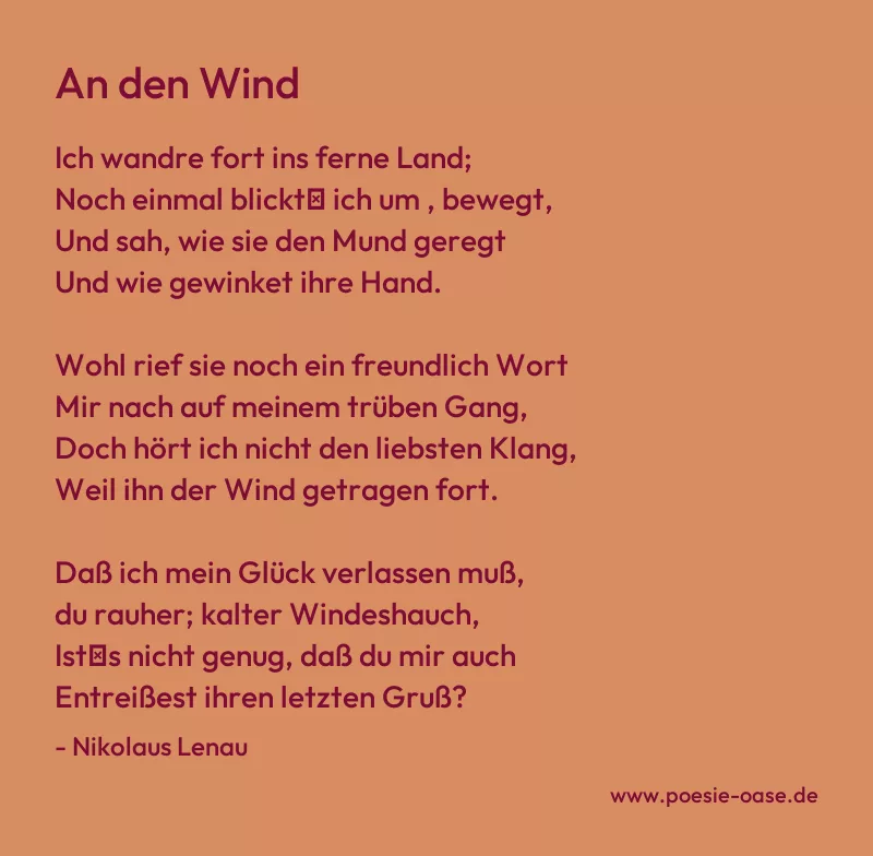 Gedicht: An den Wind von Nikolaus Lenau