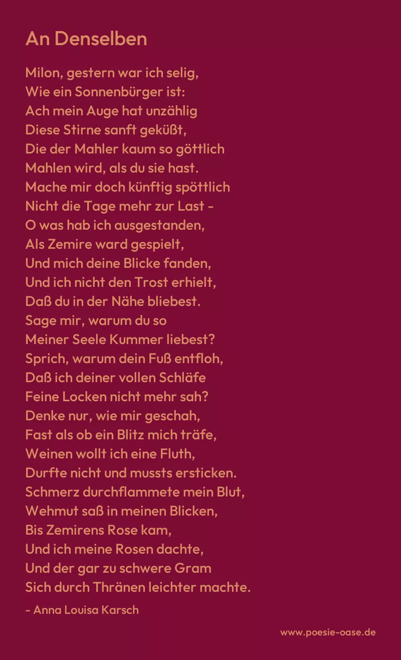 Gedicht: An Denselben von Anna Louisa Karsch