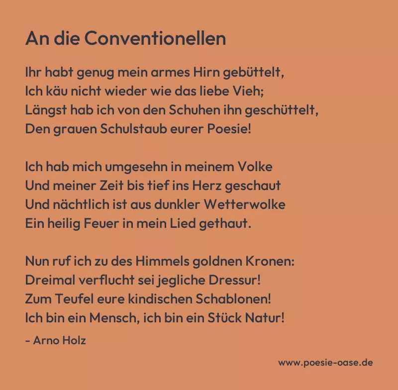 Gedicht: An die Conventionellen von Arno Holz