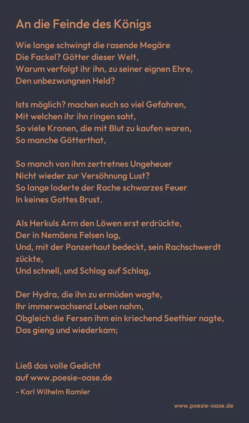 Gedicht: An die Feinde des Königs von Karl Wilhelm Ramler